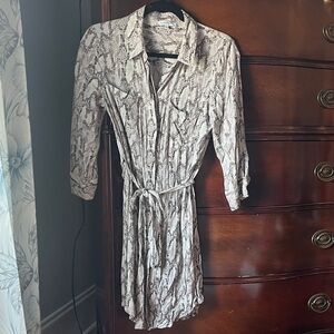 Olivaceous Snake Print Shirt Dress